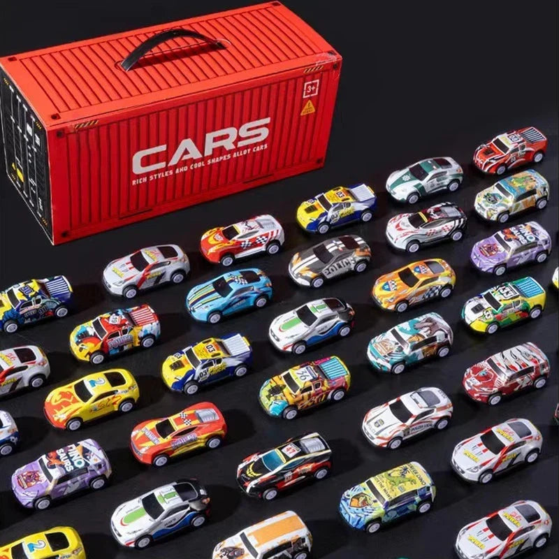 Vehicle-Ready 48 Mini Pull-Back Cars with Built-In Garage