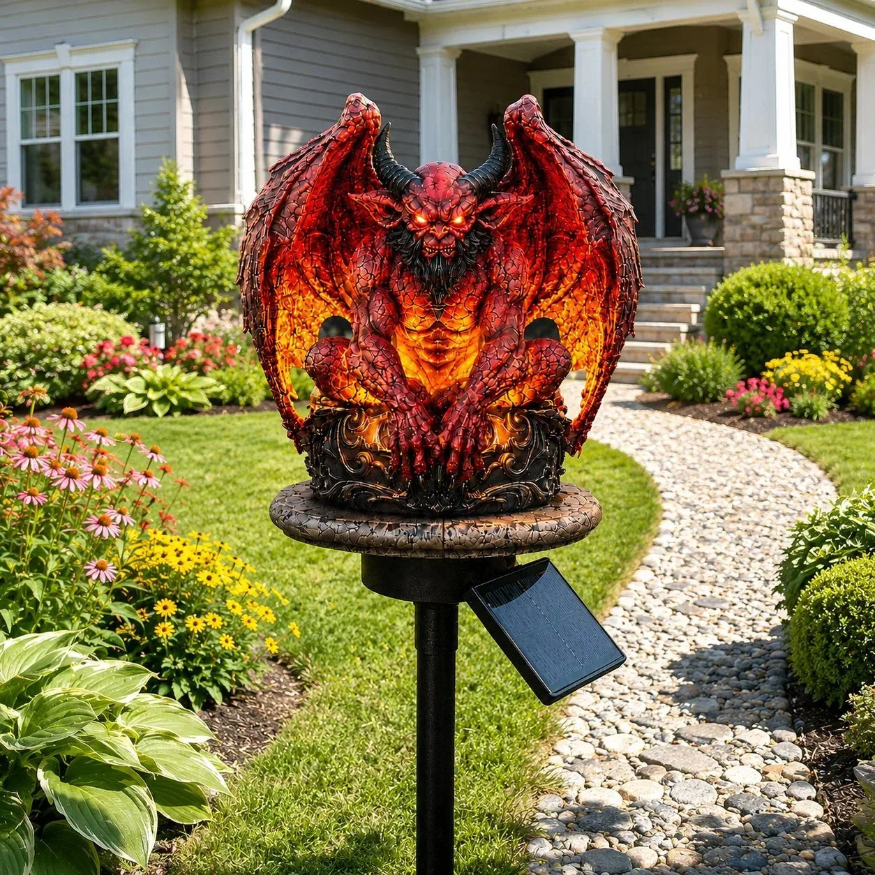 Outdoor Gargoyle Guardian Solar Garden Stake Light – Glowing Gothic