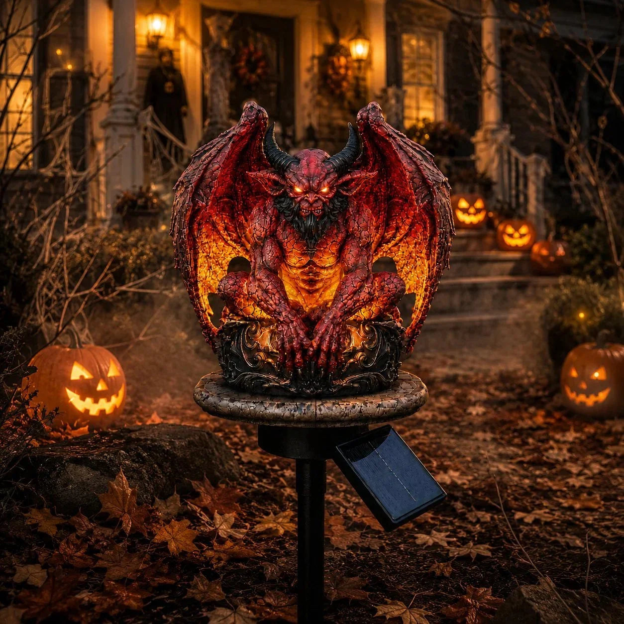 Outdoor Gargoyle Guardian Solar Garden Stake Light – Glowing Gothic