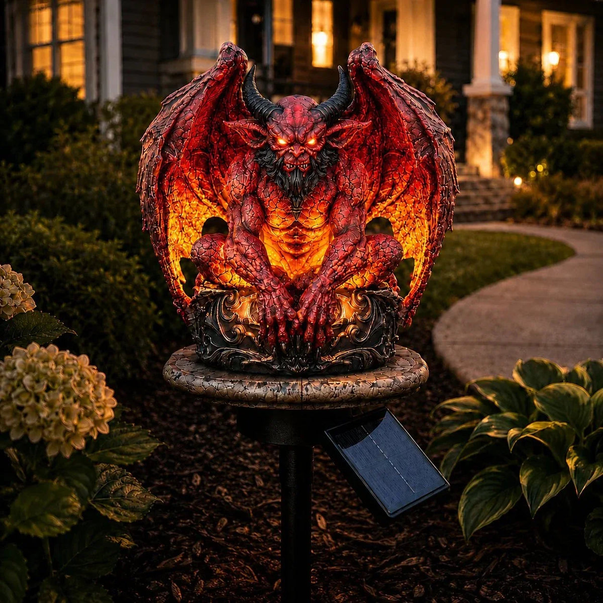 Outdoor Gargoyle Guardian Solar Garden Stake Light – Glowing Gothic