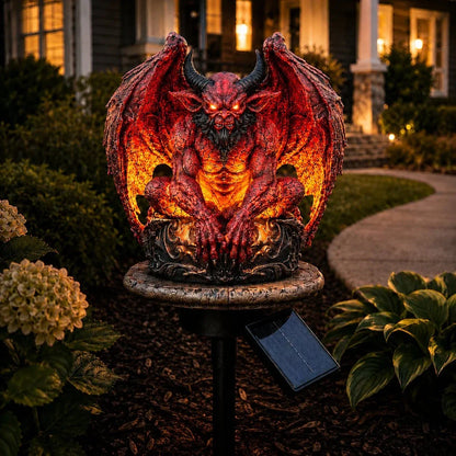 Outdoor Gargoyle Guardian Solar Garden Stake Light – Glowing Gothic