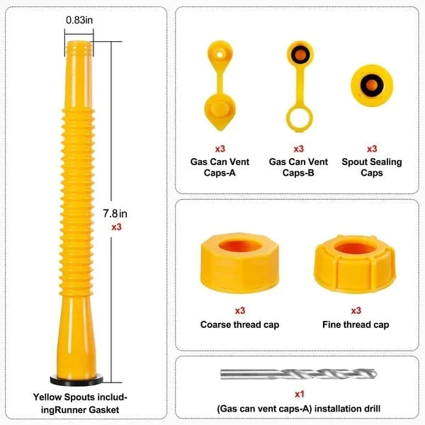 Hands-On Universal Gas Can Spout Replacement Kit – Flexible