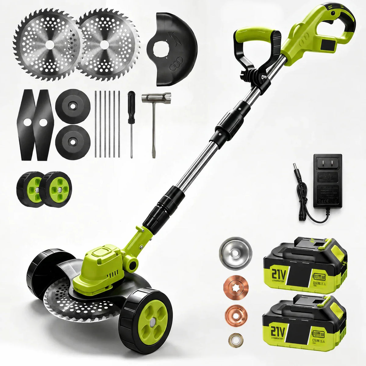 Outdoor 3-in-1 Cordless Lawn Mower with 2×21V Batteries, German
