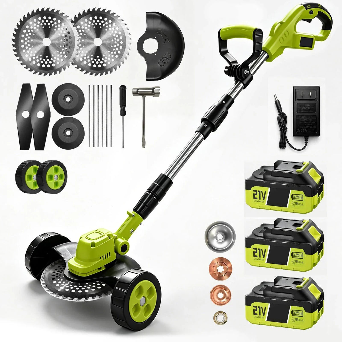 Outdoor 3-in-1 Cordless Lawn Mower with 2×21V Batteries, German