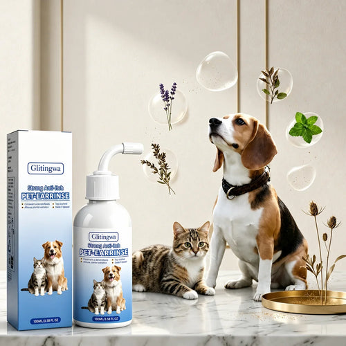 Easy-Care Gentle Pet Ear Wash – Odor- Cleaning for Dogs &
