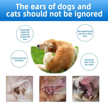 Easy-Care Gentle Pet Ear Wash – Odor- Cleaning for Dogs &