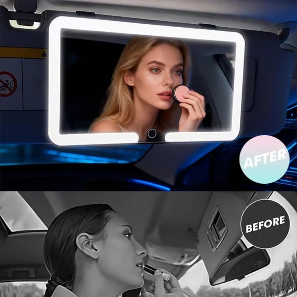 Vehicle-Ready LED Lighted Car Visor Mirror – Dimmable Auto Makeup