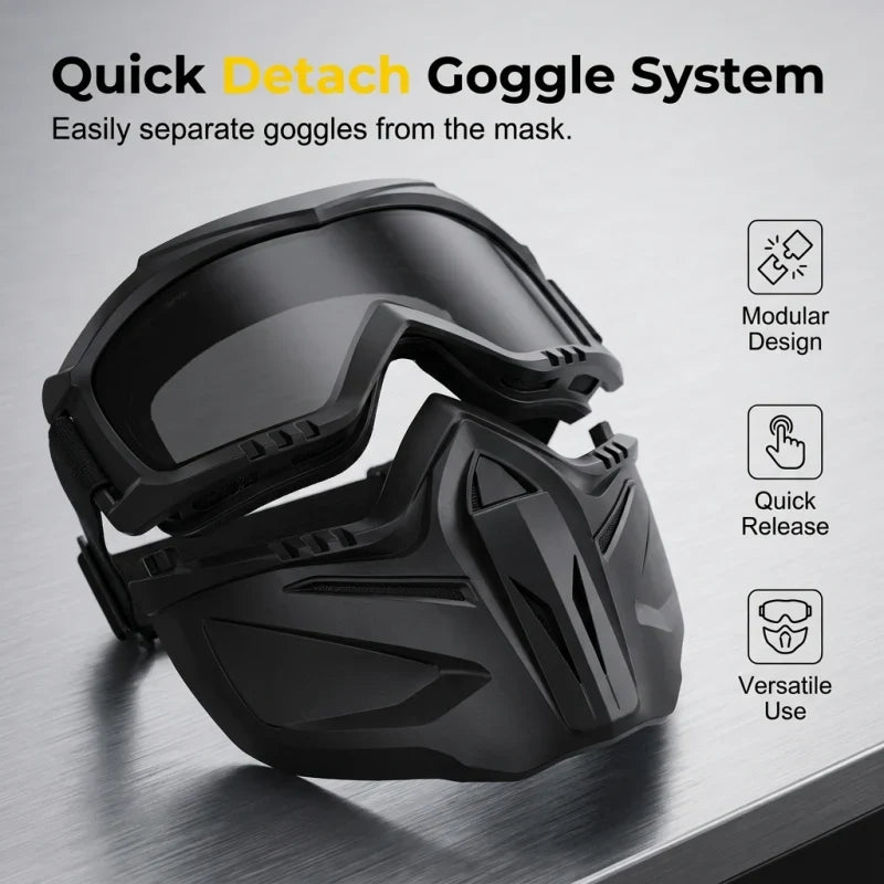 Versatile Detachable Full Face Goggle Mask