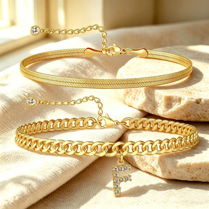 Purpose-Built Gold Initial Anklet – 14K Gold Plated, Waterproof