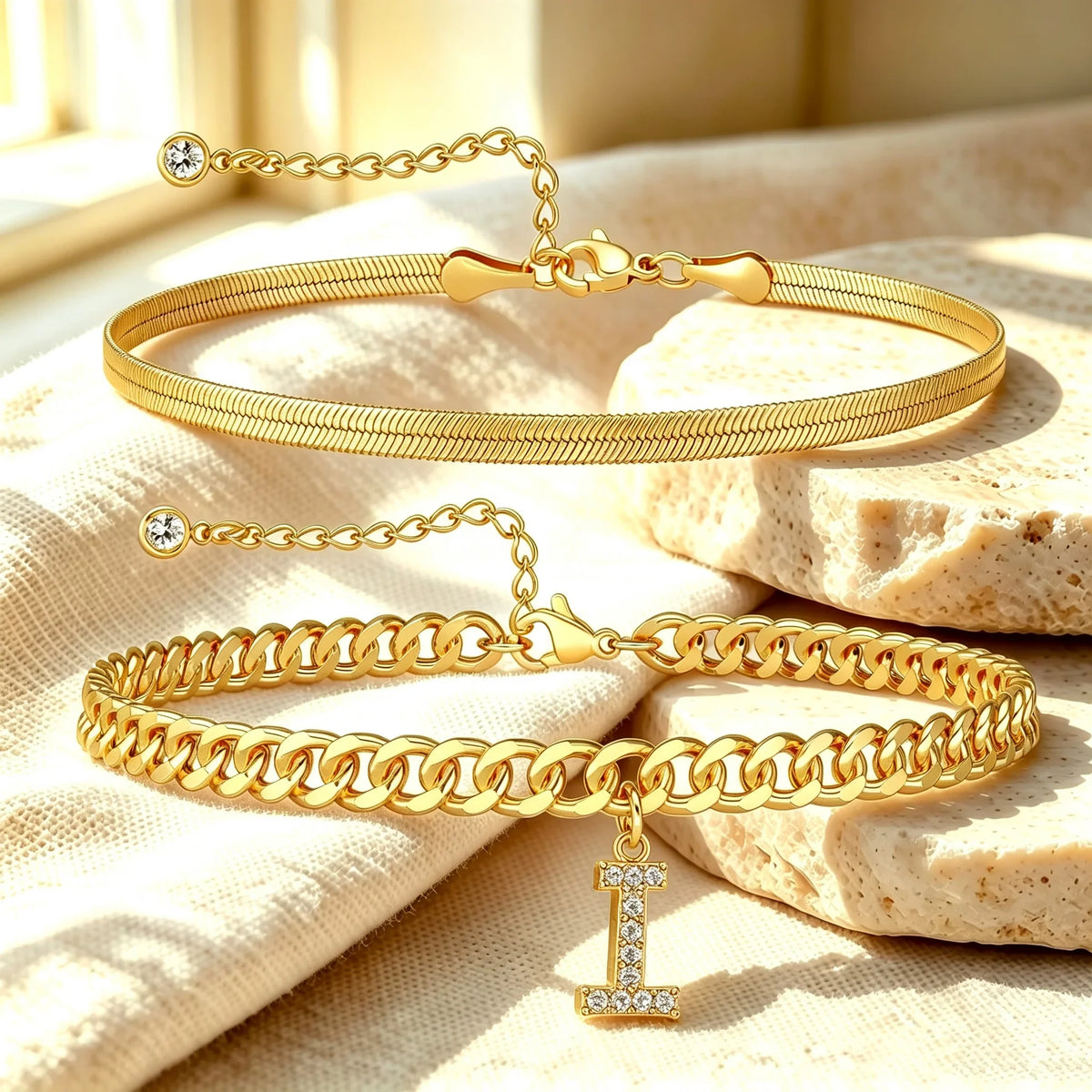 Purpose-Built Gold Initial Anklet – 14K Gold Plated, Waterproof