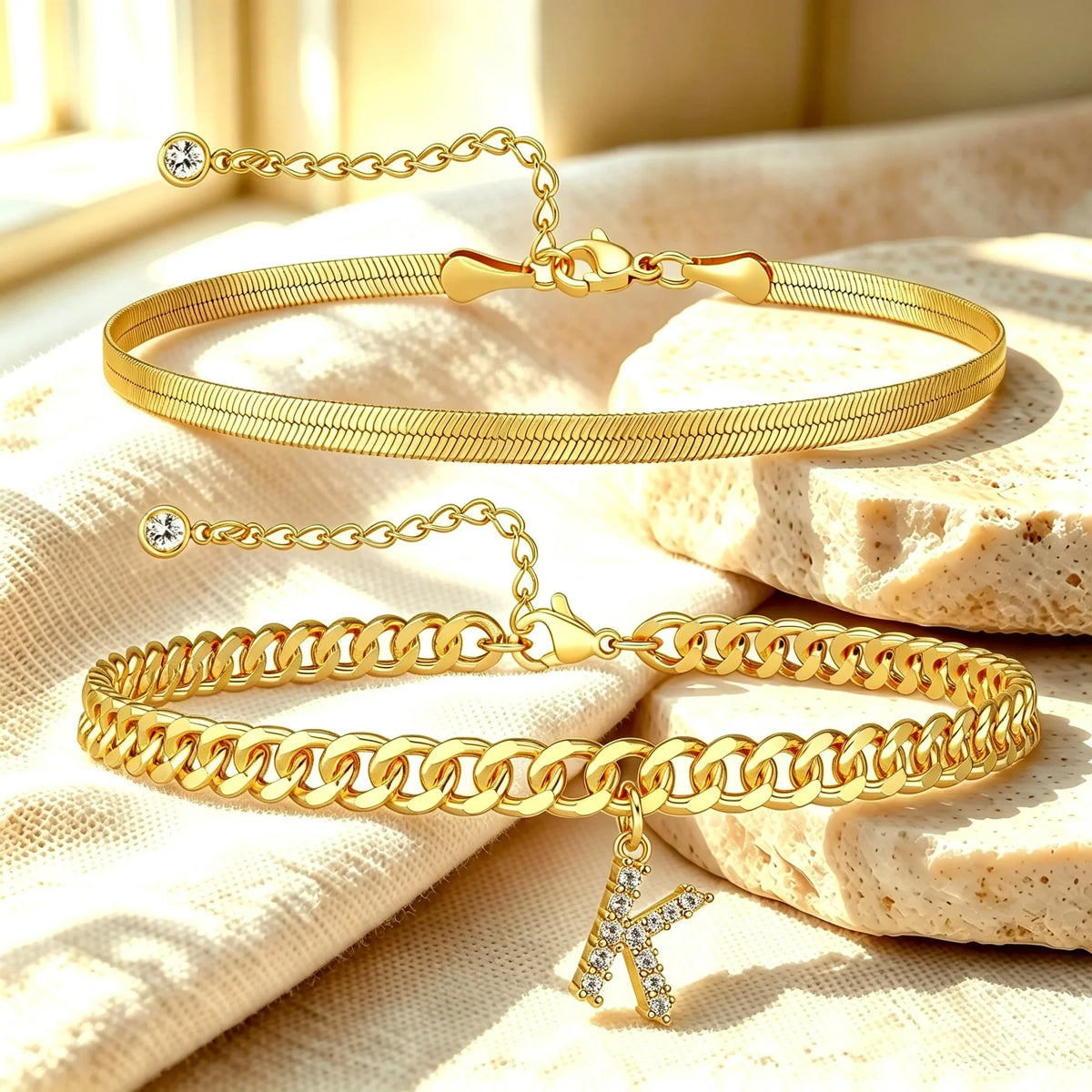Purpose-Built Gold Initial Anklet – 14K Gold Plated, Waterproof