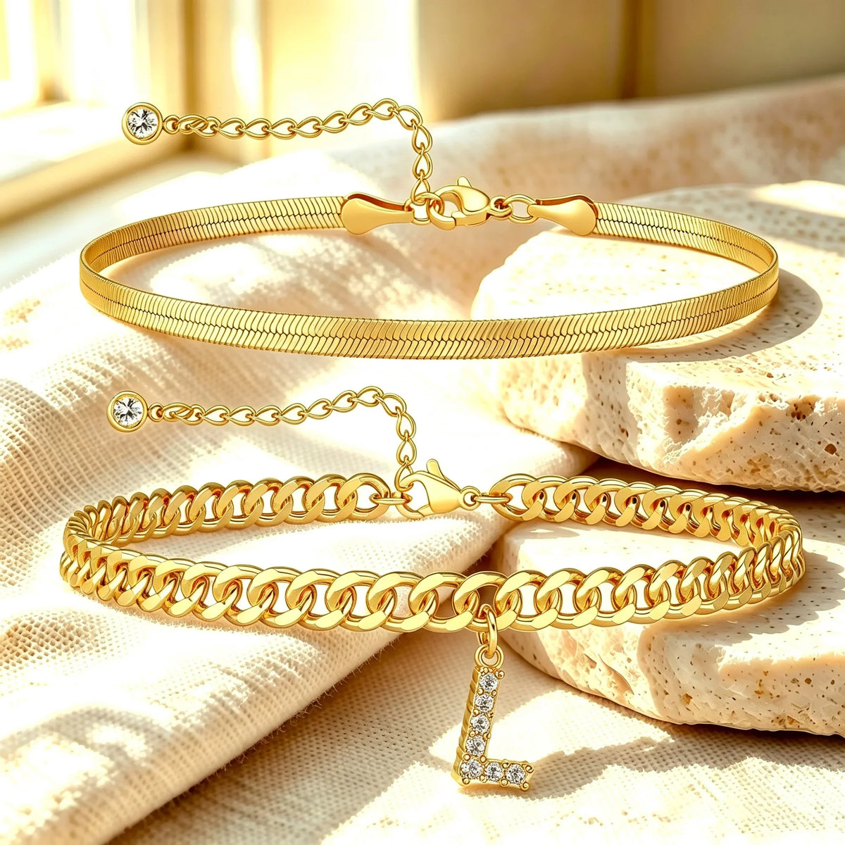 Purpose-Built Gold Initial Anklet – 14K Gold Plated, Waterproof