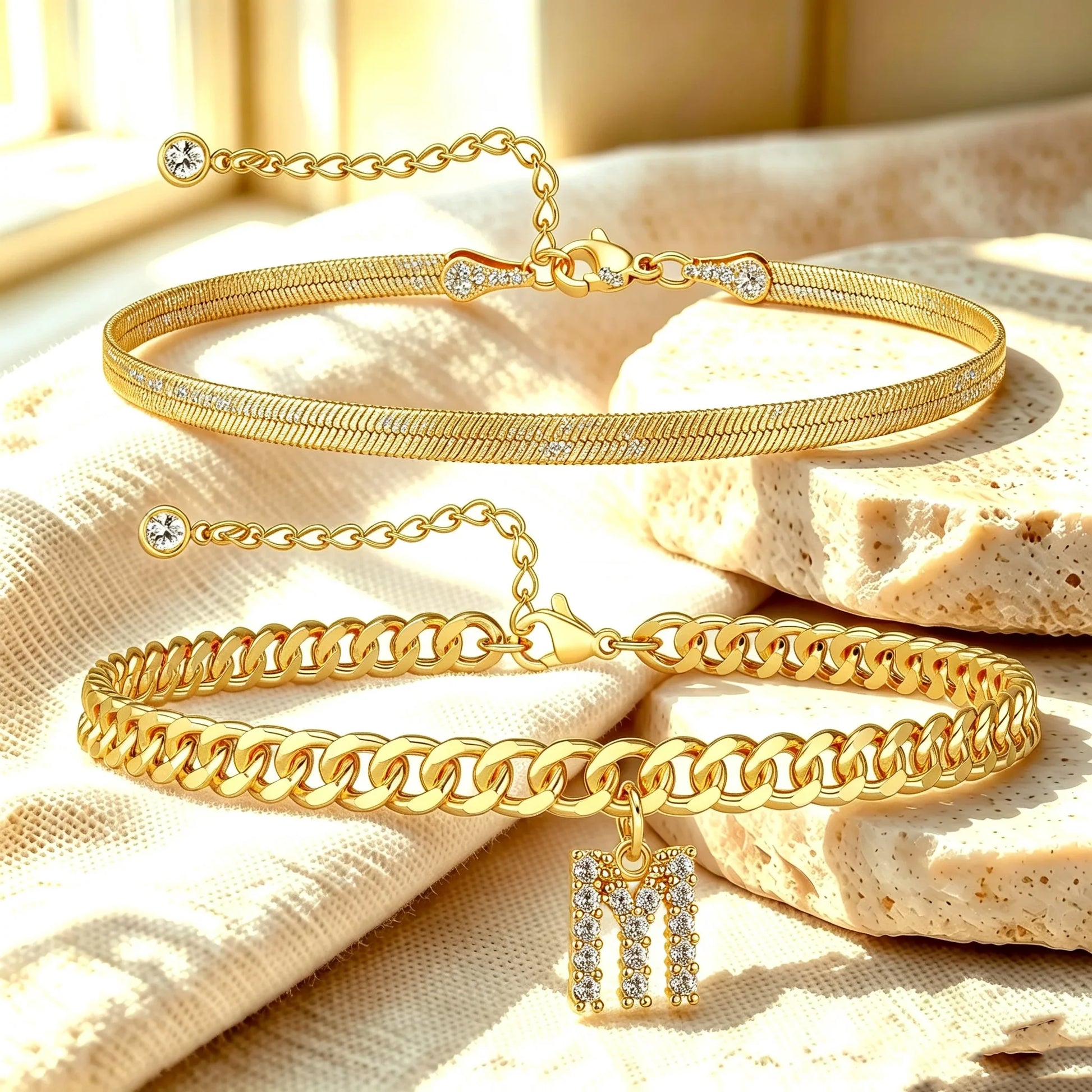 Purpose-Built Gold Initial Anklet – 14K Gold Plated, Waterproof