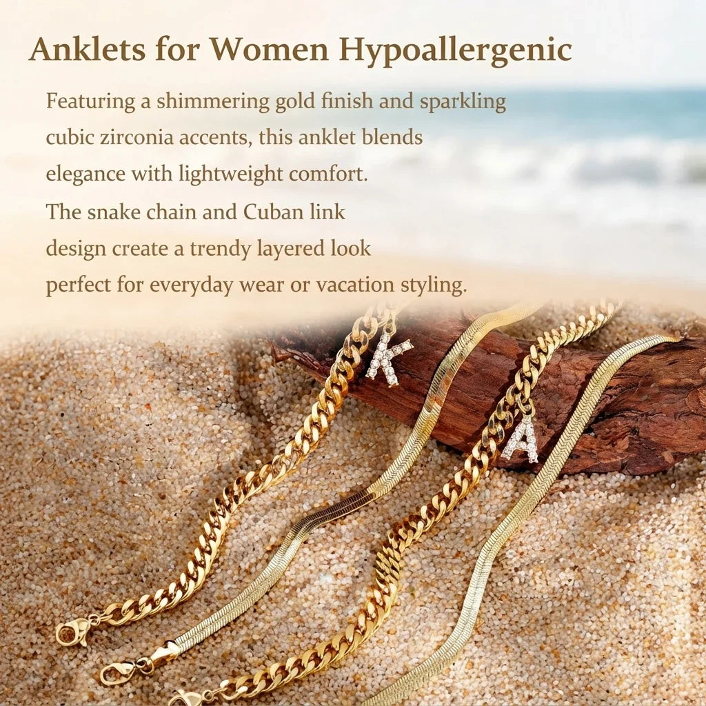 Purpose-Built Gold Initial Anklet – 14K Gold Plated, Waterproof