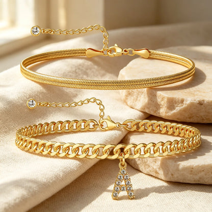 Purpose-Built Gold Initial Anklet – 14K Gold Plated, Waterproof