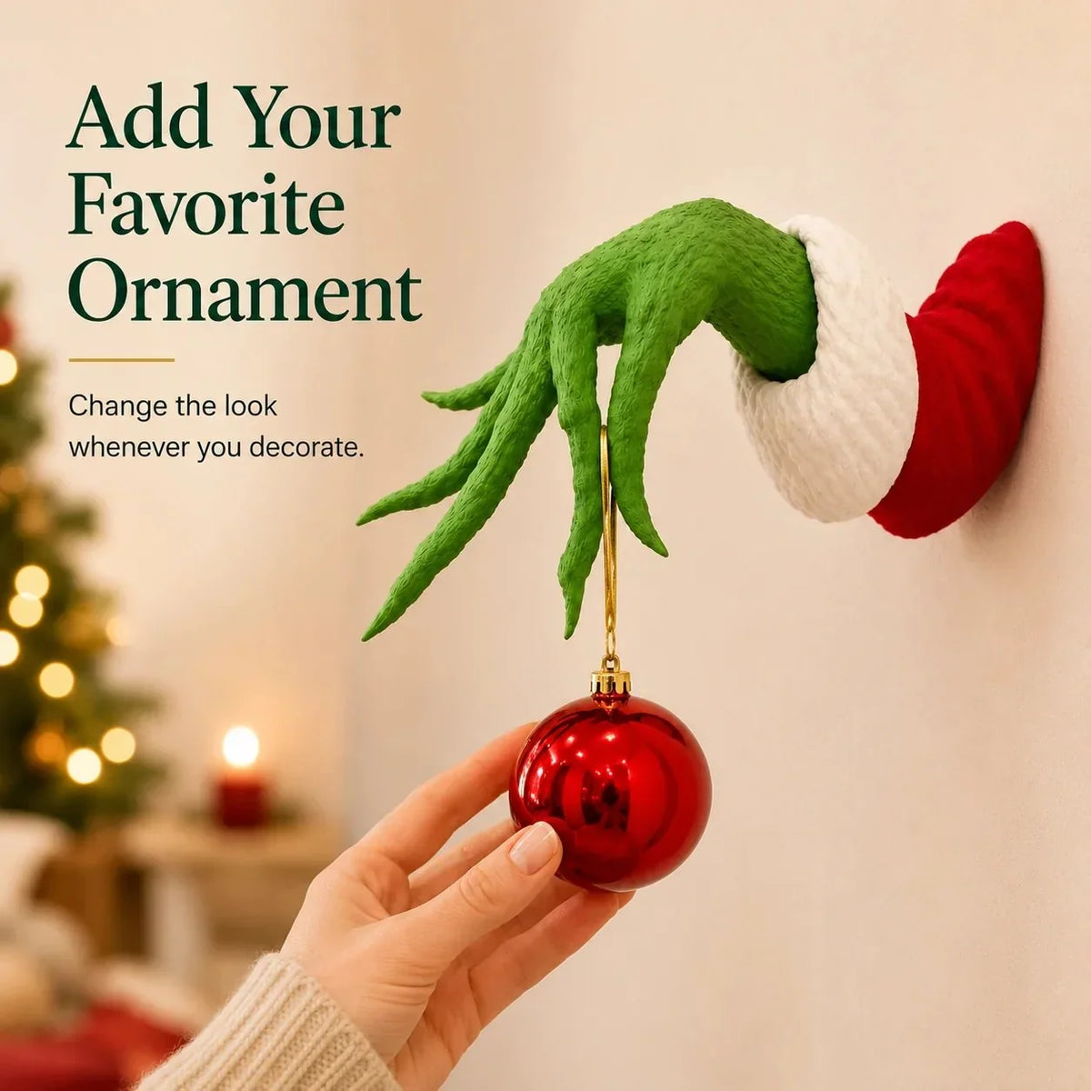 Purpose-Built Green Monster Hand Wall Mount Ornament Holder