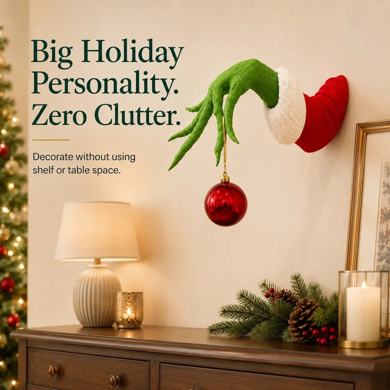 Purpose-Built Green Monster Hand Wall Mount Ornament Holder