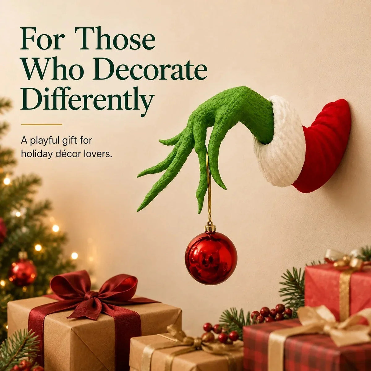 Purpose-Built Green Monster Hand Wall Mount Ornament Holder