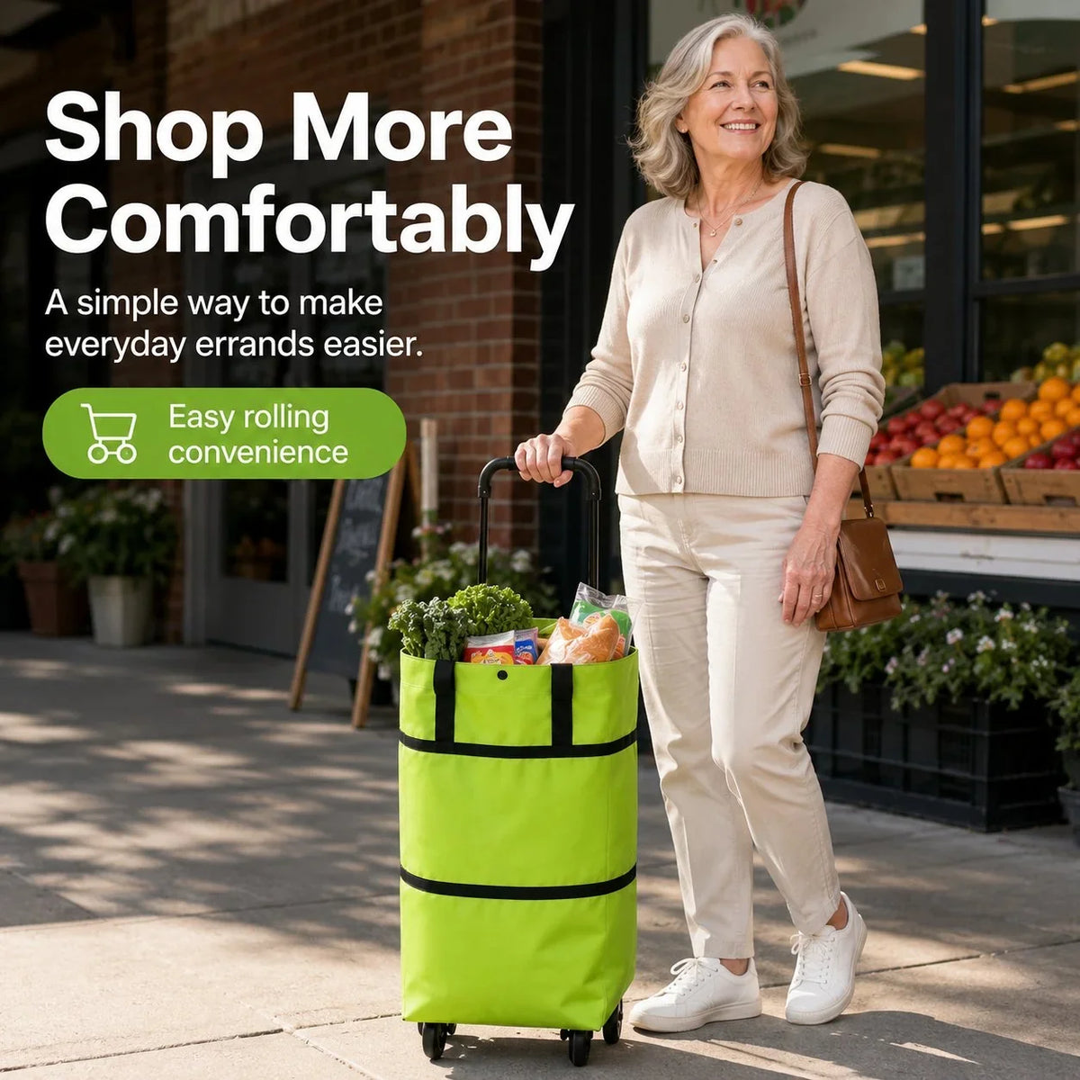Distinctive Large-capacity folding push-pull shopping bag - The