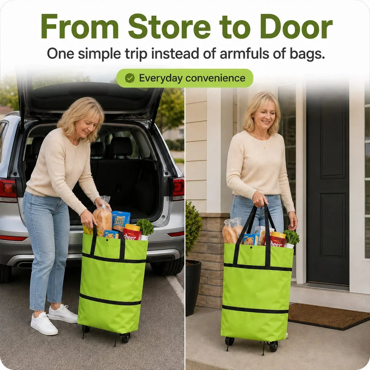 Distinctive Large-capacity folding push-pull shopping bag - The
