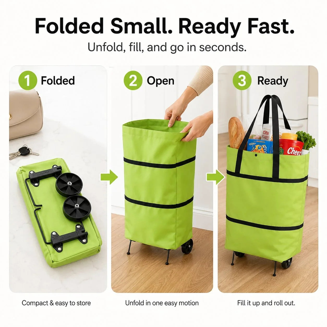 Distinctive Large-capacity folding push-pull shopping bag - The