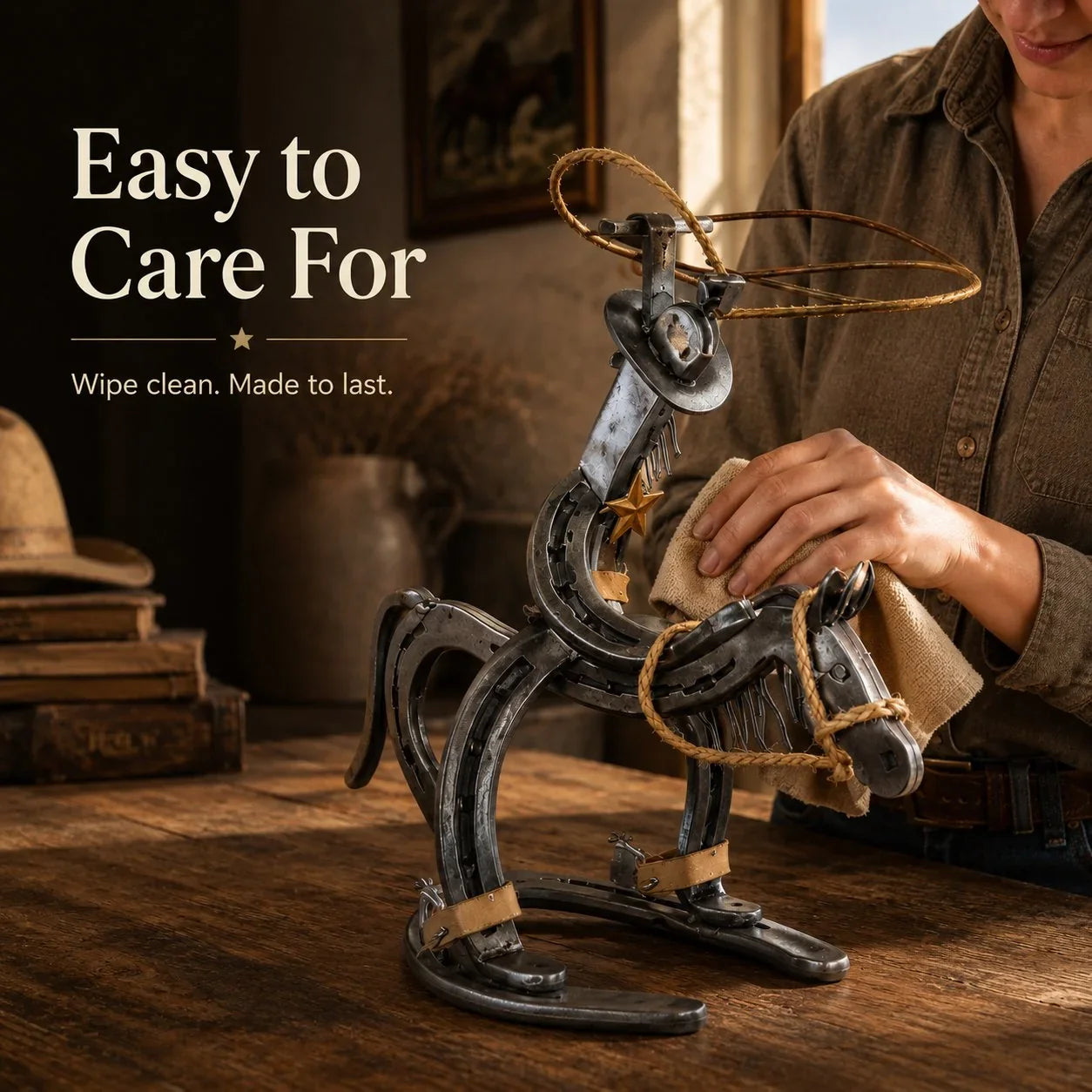 Purpose-Built Handcrafted Cowboy Iron Pony Ornament for Everyday Use