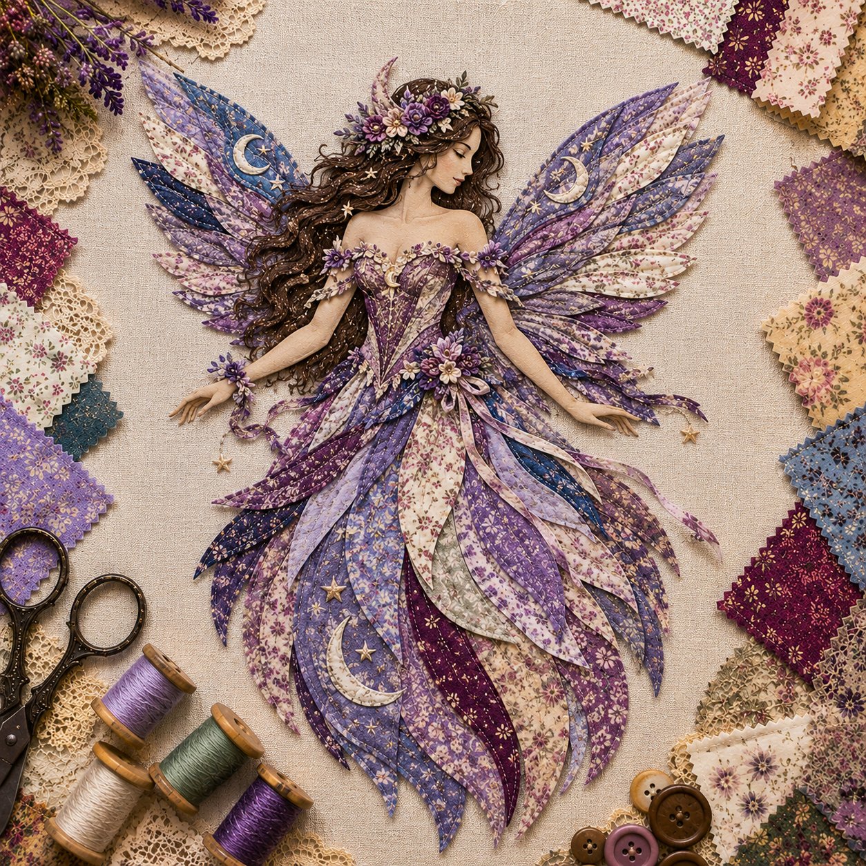 Floral Fairy Fabric Collage Kit with Dimensional Wings