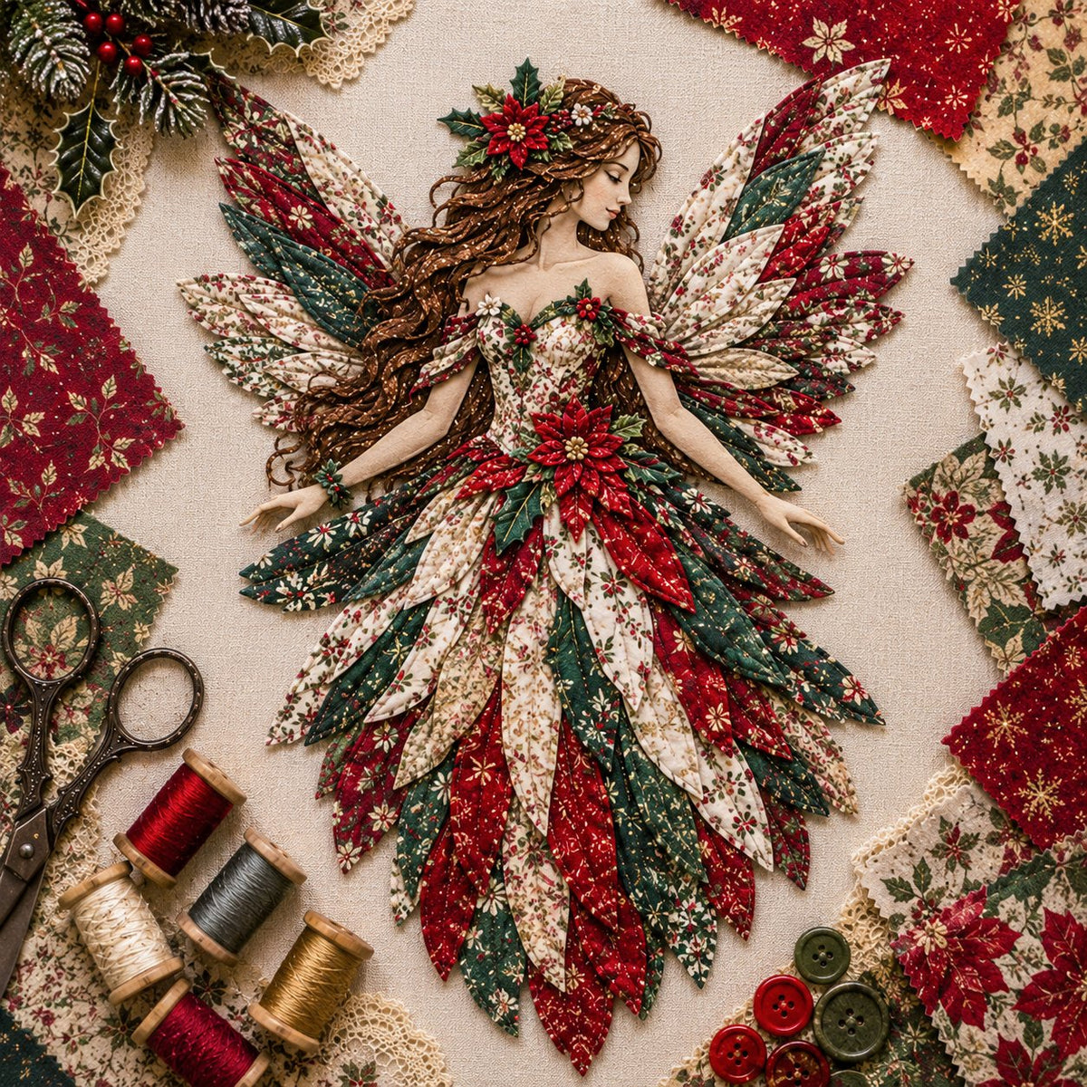 Floral Fairy Fabric Collage Kit with Dimensional Wings
