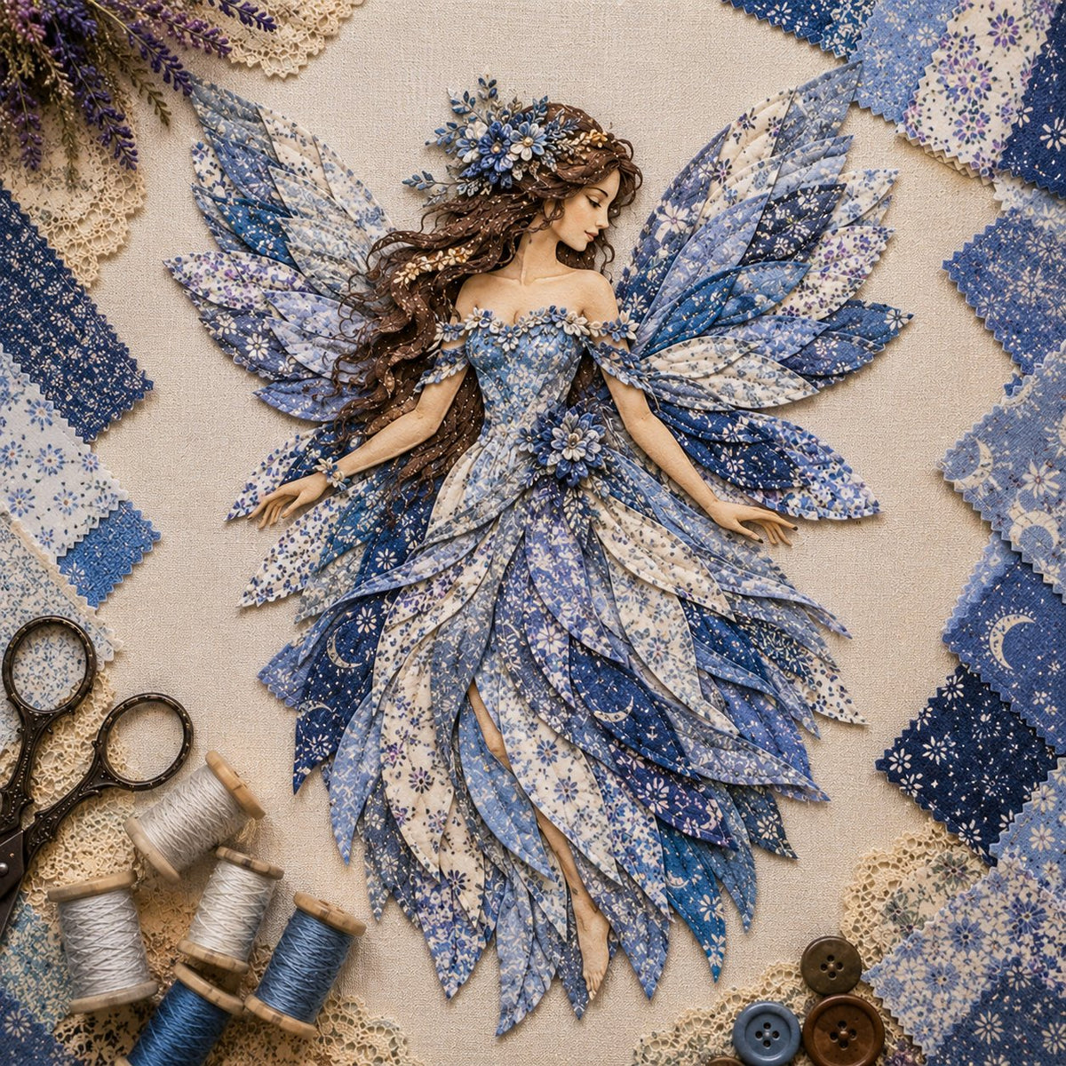 Floral Fairy Fabric Collage Kit with Dimensional Wings