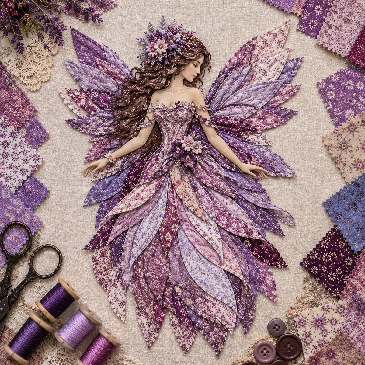 Floral Fairy Fabric Collage Kit with Dimensional Wings