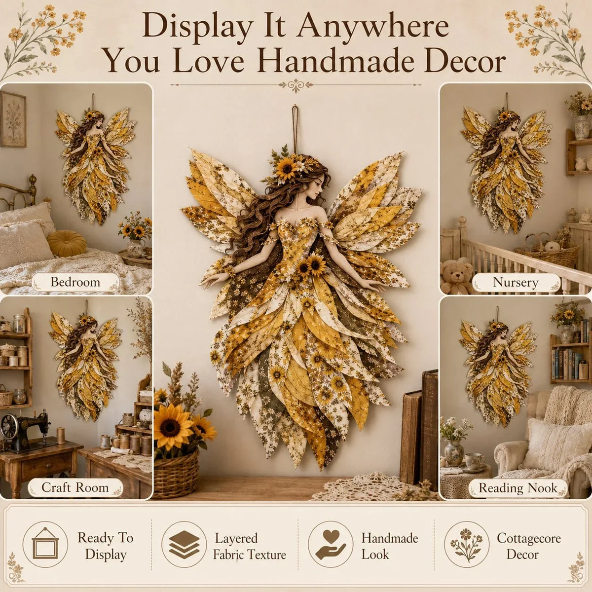 Floral Fairy Fabric Collage Kit with Dimensional Wings