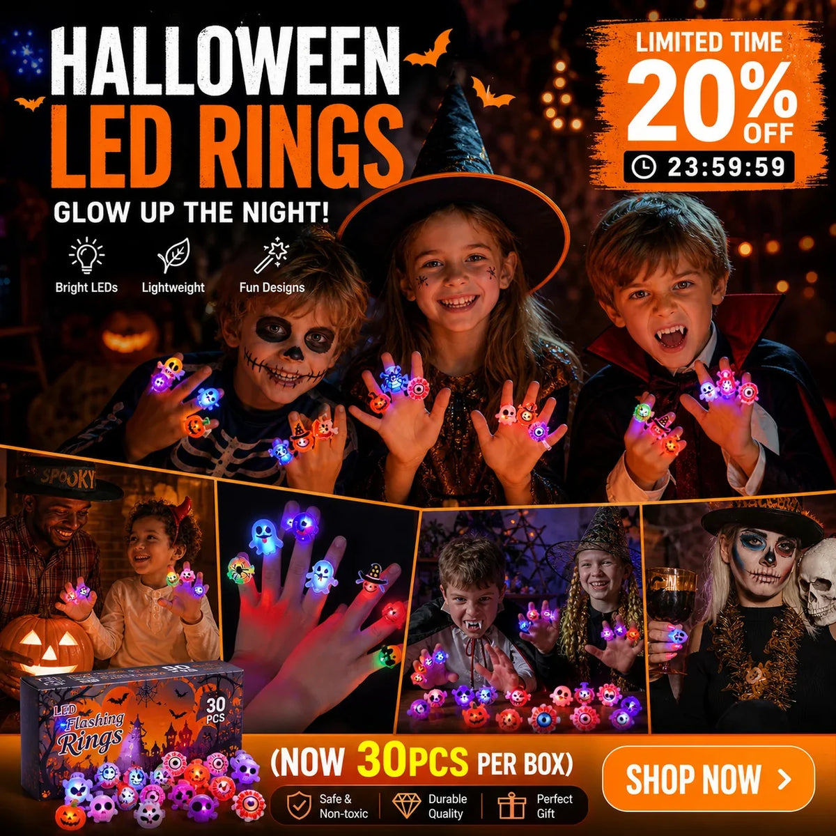 Decorative LED Light Glowing RingSet of 50 PCS for Focused Lighting
