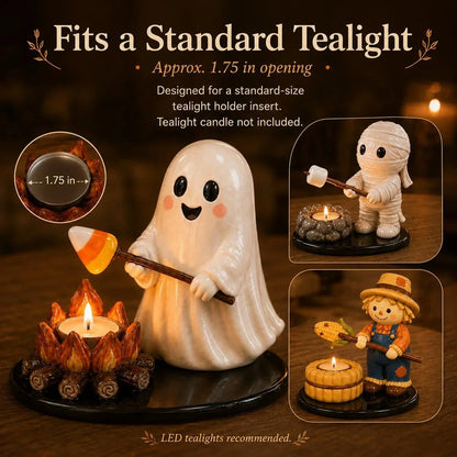 Decorative Campfire Tealight Holder for Focused Light – Halloween Camp