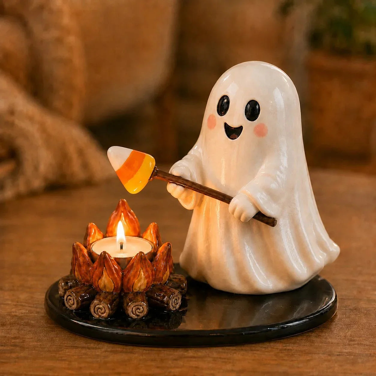 Decorative Campfire Tealight Holder for Focused Light – Halloween Camp