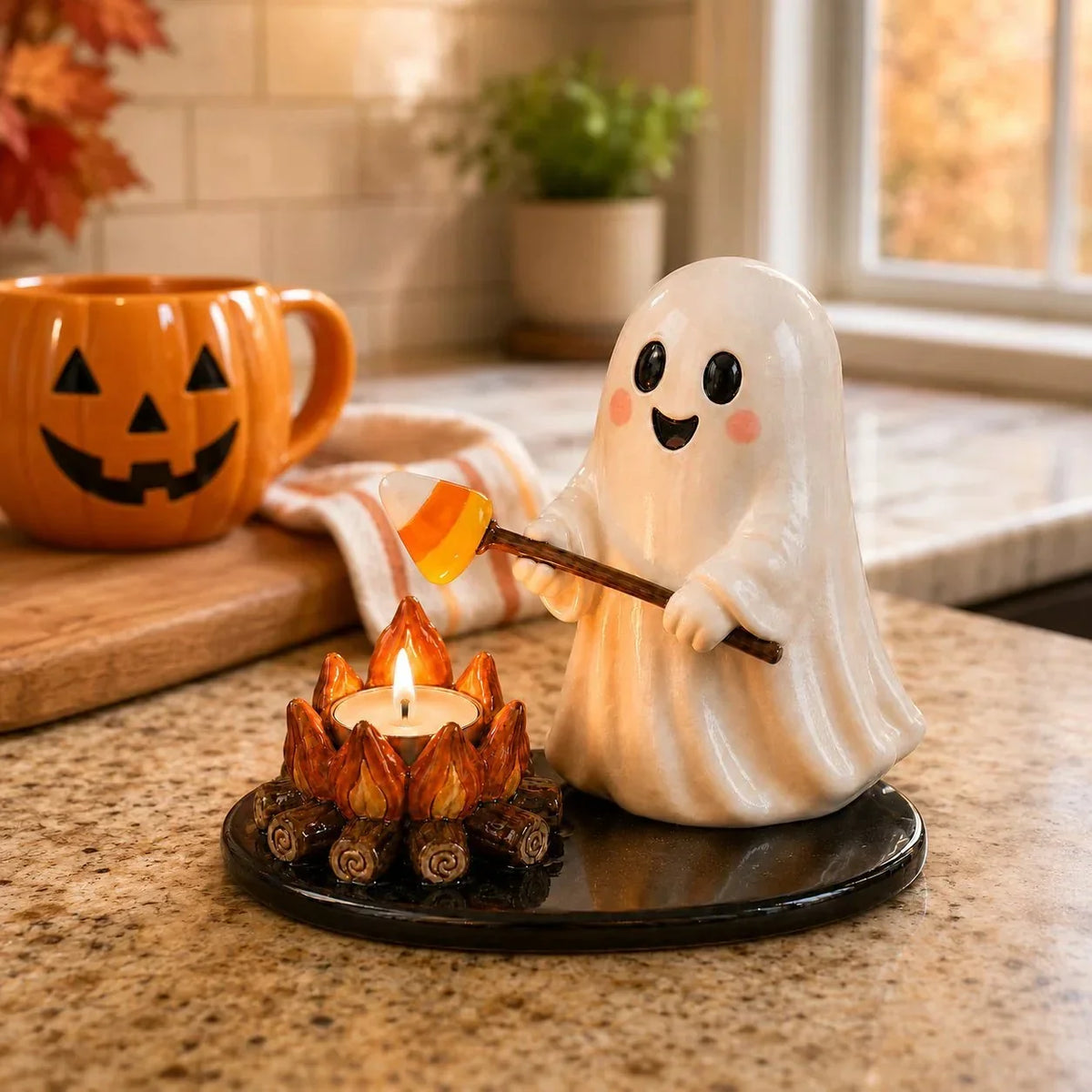 Decorative Campfire Tealight Holder for Focused Light – Halloween Camp