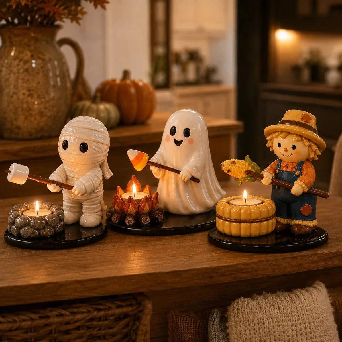 Decorative Campfire Tealight Holder for Focused Light – Halloween Camp