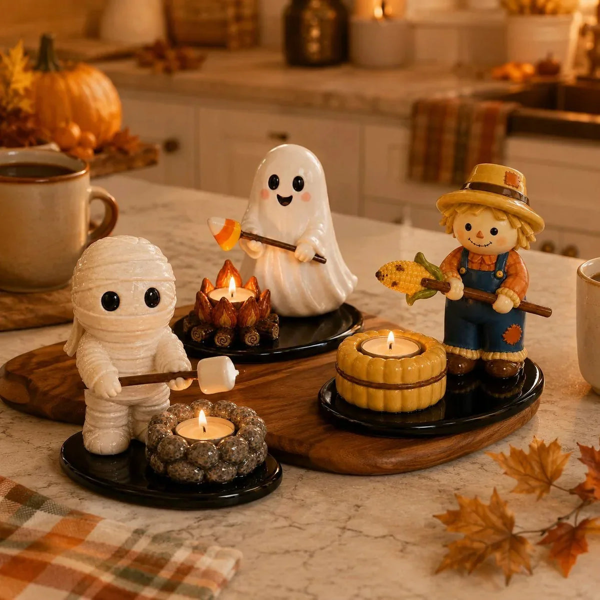 Decorative Campfire Tealight Holder for Focused Light – Halloween Camp