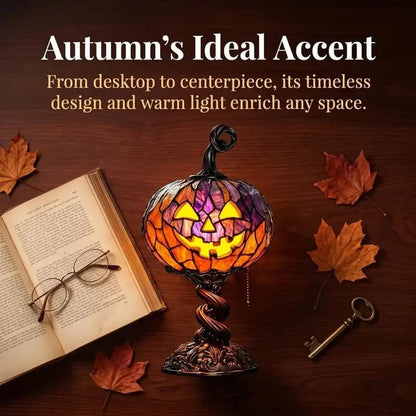 Decorative Stained Glass Pumpkin Table Lamp for Focused Lighting