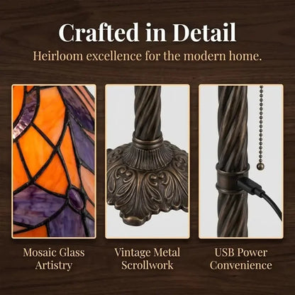 Decorative Stained Glass Pumpkin Table Lamp for Focused Lighting