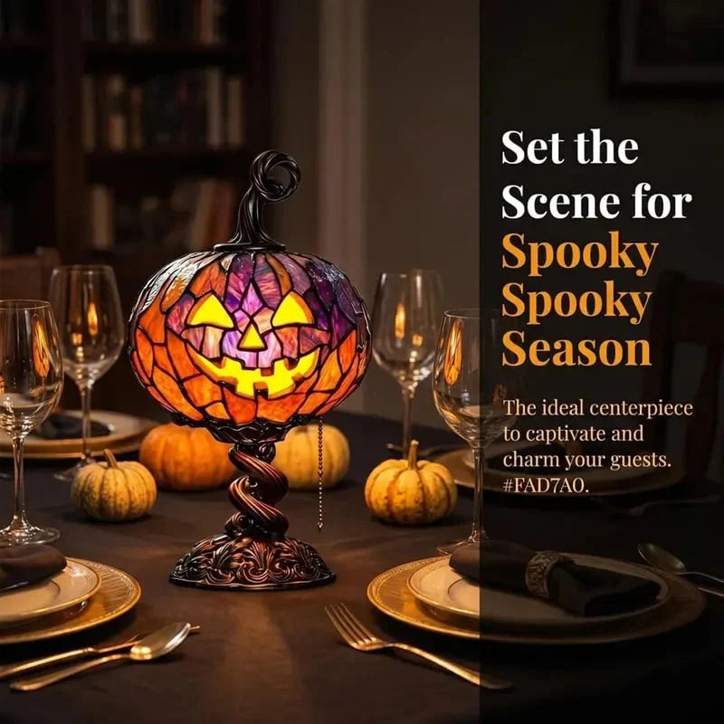 Decorative Stained Glass Pumpkin Table Lamp for Focused Lighting