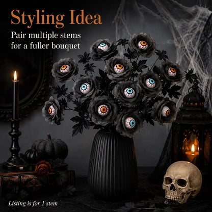 Dark Gothic Eyeball Rose Stem for Spooky Halloween Home Decor