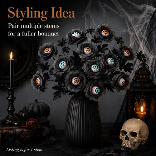 Dark Gothic Eyeball Rose Stem for Spooky Halloween Home Decor