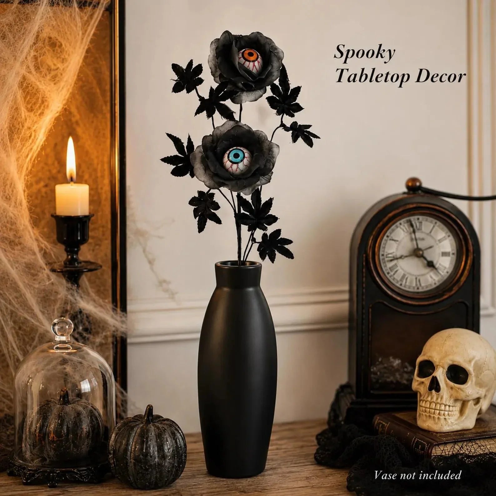 Dark Gothic Eyeball Rose Stem for Spooky Halloween Home Decor