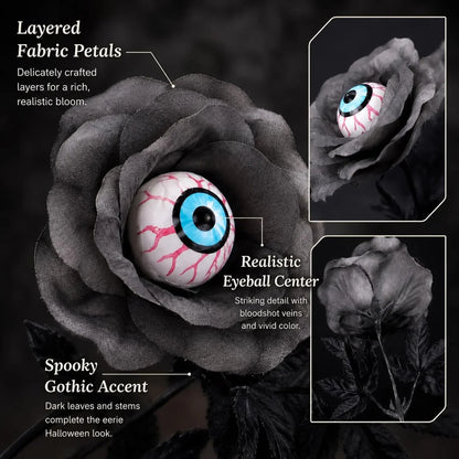 Dark Gothic Eyeball Rose Stem for Spooky Halloween Home Decor