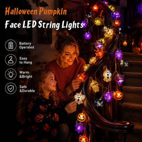LED Pumpkin String Lights for a Spooky Indoor Glow