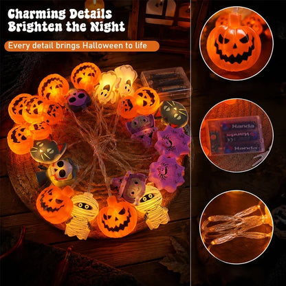 LED Pumpkin String Lights for a Spooky Indoor Glow