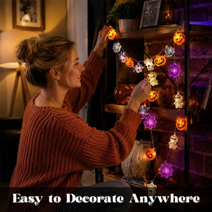 LED Pumpkin String Lights for a Spooky Indoor Glow