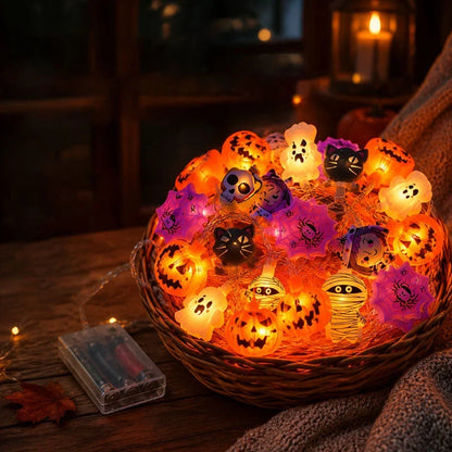 LED Pumpkin String Lights for a Spooky Indoor Glow