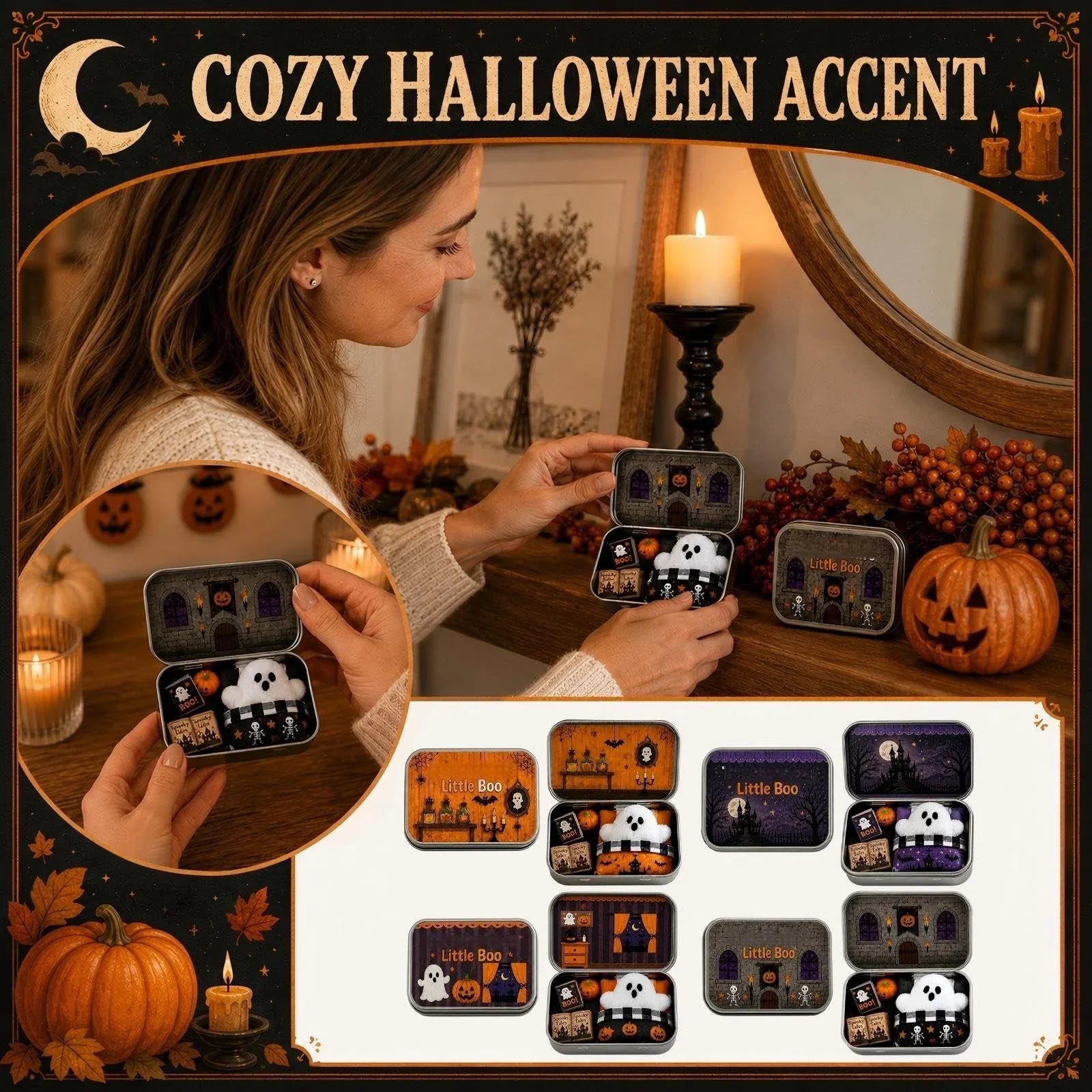 Purpose-Built Mini Ghost Tin Box Set - Cute Spooky Travel