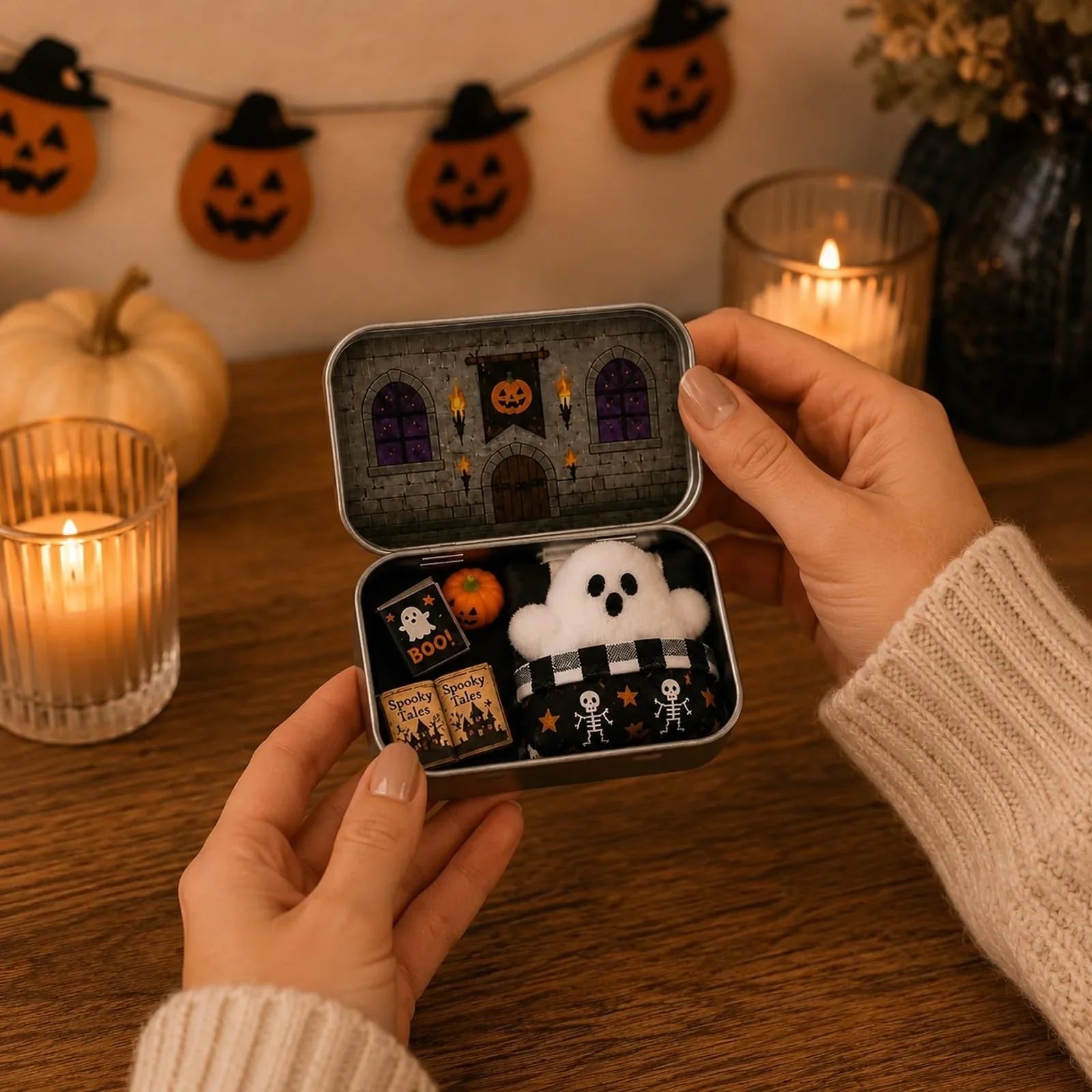 Purpose-Built Mini Ghost Tin Box Set - Cute Spooky Travel
